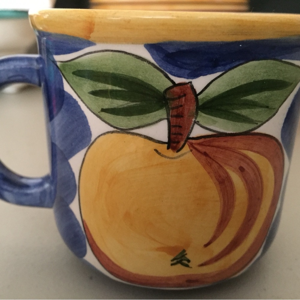 Hand-Painted Ceramic Coffee Mug with Fruit Design